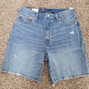 Gap Mid Rise Relaxed Distress Denim Bermuda Short